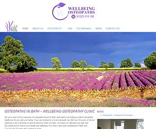 Web design in Bath, wellbeing featured website